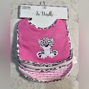 Baby lot of 2 items total, set of 5 bibs & baby crib shoes (size 2), both NWT